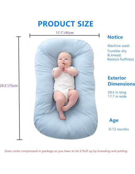 Cojín Nido para Bebés Loevin Azul 75x45 cm 1.5 kg