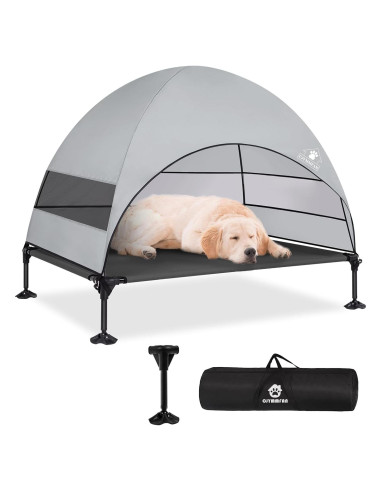 Cama Elevada para Perros CJYMMFAN con Dosel Impermeable 106.68x76.2cm