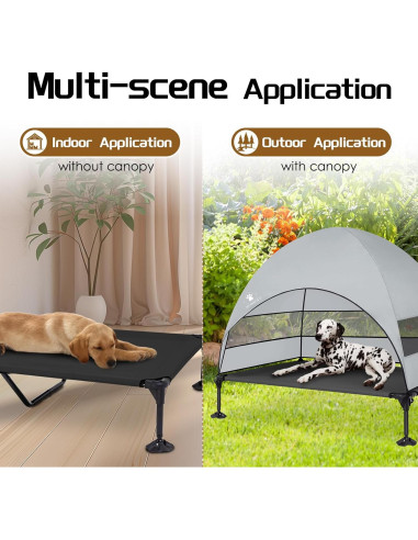 Cama Elevada para Perros CJYMMFAN con Dosel Impermeable 106.68x76.2cm