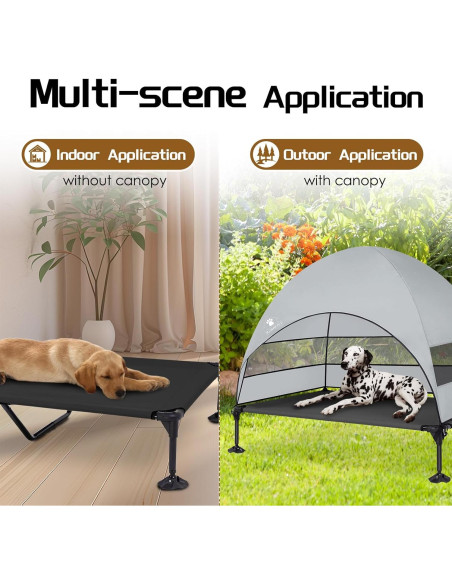 Cama Elevada para Perros CJYMMFAN con Dosel Impermeable 106.68x76.2cm