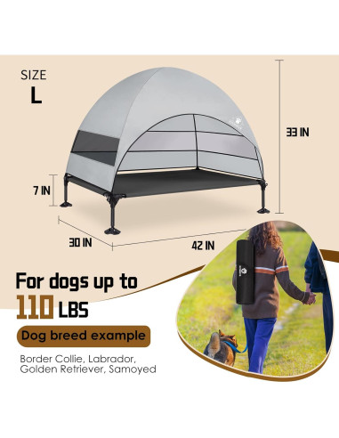 Cama Elevada para Perros CJYMMFAN con Dosel Impermeable 106.68x76.2cm