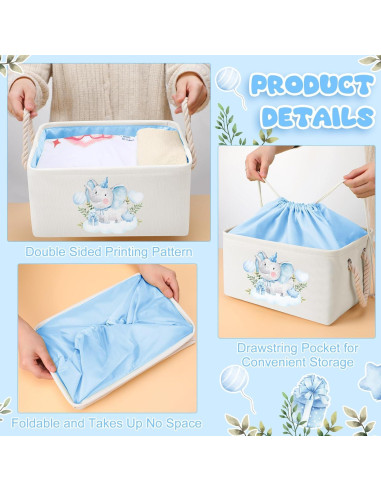 Cesta de Almacenamiento Pickmesh Elefante Azul 33x23x18 cm