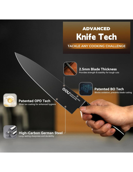 Juego de Cuchillos de Cocina OOU - 15 Piezas Acero Inoxidable
