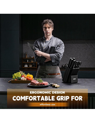 Juego de Cuchillos de Cocina OOU - 15 Piezas Acero Inoxidable