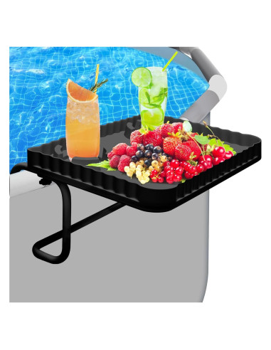 Barra de piscina elevada Tryitsbest negra para bebidas y snacks