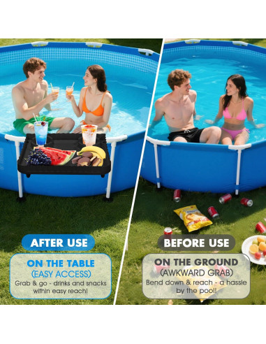 Barra de piscina elevada Tryitsbest negra para bebidas y snacks