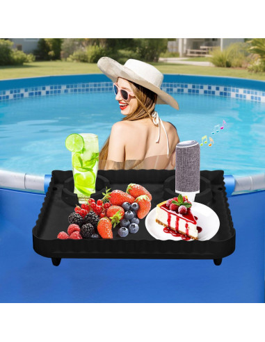 Barra de piscina elevada Tryitsbest negra para bebidas y snacks