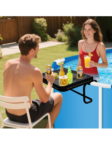 Barra de piscina elevada Tryitsbest negra para bebidas y snacks