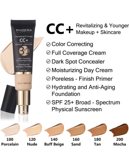 Crema CC Air Cushion PHOERA 4.8g Hidratante SPF 25+ + Brocha Kabuki Crema CC Air Cushion PHOERA 4.8g Hidratante SPF 25+ + Brocha Kabuki