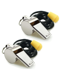 Silbato Deportivo Acero Inoxidable Hipat - 2 Piezas con Cordón