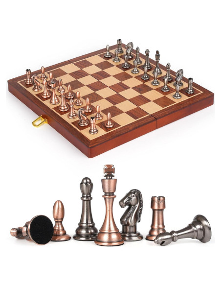 Juego de Ajedrez de Madera Plegable Kvintes 30 cm con Piezas de Metal Juego de Ajedrez de Madera Plegable Kvintes 30 cm con Piezas de Metal