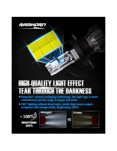 Bombillas de Niebla RAMHORN H4 300% Más Brillantes 6500K 2