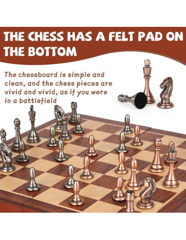 Juego de Ajedrez de Madera Plegable Kvintes 30 cm con Piezas de Metal