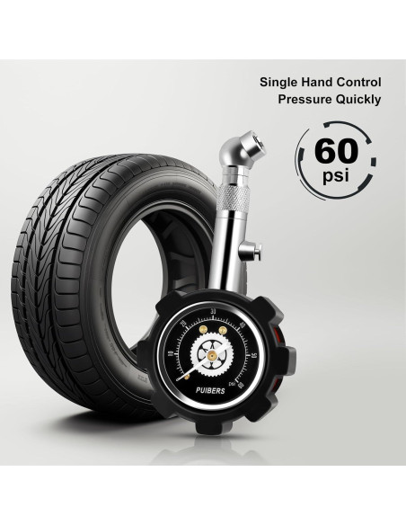 Manómetro de Neumáticos PUIBERS 60 PSI con Dial Brillante