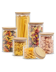 Set de 6 Tarros de Vidrio Borosilicato JoyJolt con Tapas Herméticas