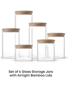 Set de 6 Tarros de Vidrio Borosilicato JoyJolt con Tapas Herméticas 2