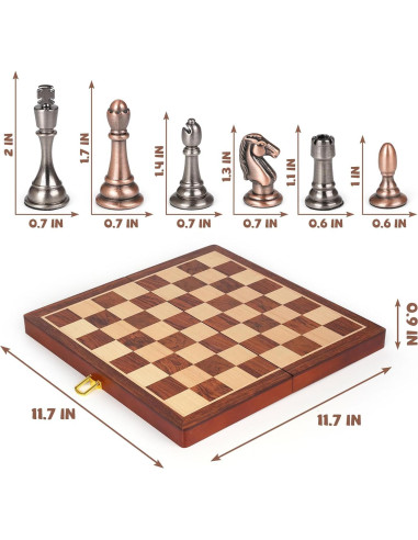 Juego de Ajedrez de Madera Plegable Kvintes 30 cm con Piezas de Metal