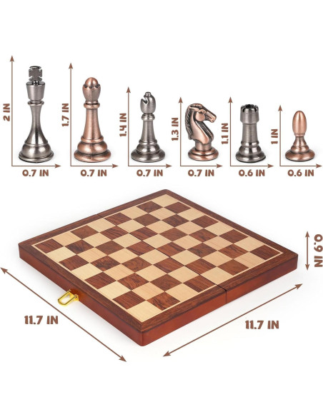 Juego de Ajedrez de Madera Plegable Kvintes 30 cm con Piezas de Metal Juego de Ajedrez de Madera Plegable Kvintes 30 cm con Piezas de Metal