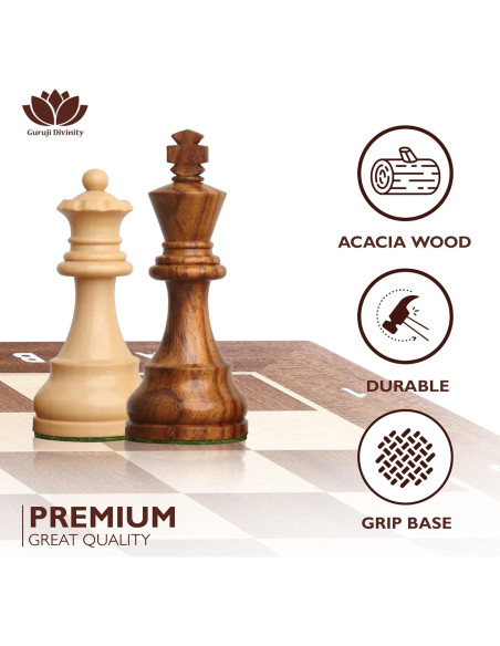 Set de Ajedrez de Madera Blessings Decor 10.16 cm Rey Marrón y Blanco