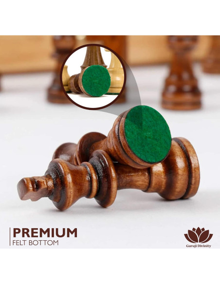 Set de Ajedrez de Madera Blessings Decor 10.16 cm Rey Marrón y Blanco