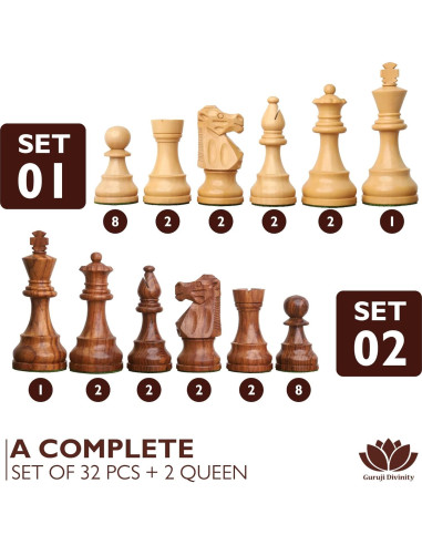 Set de Ajedrez de Madera Blessings Decor 10.16 cm Rey Marrón y Blanco