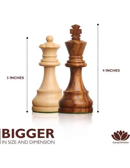 Set de Ajedrez de Madera Blessings Decor 10.16 cm Rey Marrón y Blanco