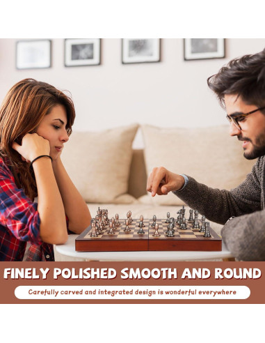 Juego de Ajedrez de Madera Plegable Kvintes 30 cm con Piezas de Metal