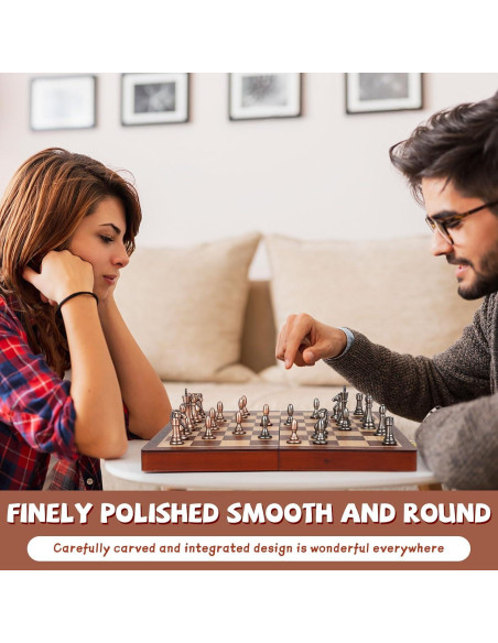 Juego de Ajedrez de Madera Plegable Kvintes 30 cm con Piezas de Metal Juego de Ajedrez de Madera Plegable Kvintes 30 cm con Piezas de Metal