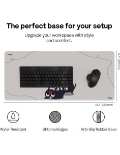 Alfombrilla de Ratón Pixio XXL 91x41 cm Beige Gatos Juguetones 2