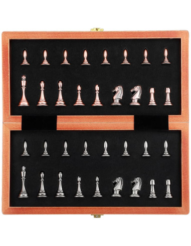 Juego de Ajedrez de Madera Plegable Kvintes 30 cm con Piezas de Metal