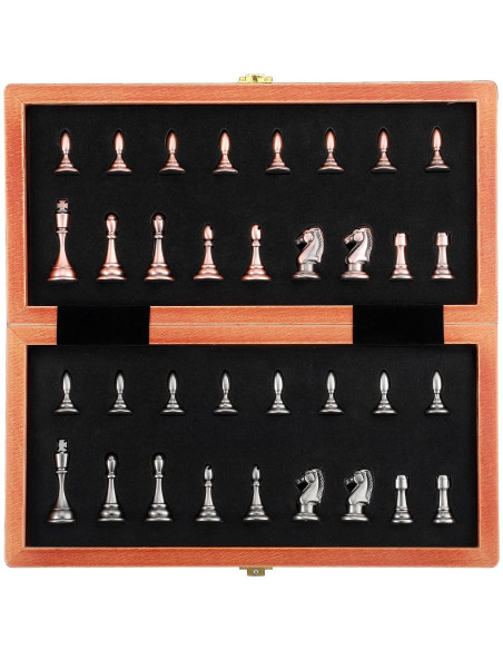 Juego de Ajedrez de Madera Plegable Kvintes 30 cm con Piezas de Metal Juego de Ajedrez de Madera Plegable Kvintes 30 cm con Piezas de Metal