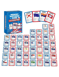 Juego de Memoria Banderas EE. UU. Gisgfim 100 Tarjetas