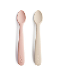 Cucharas de Silicona para Bebés Mushie - 2 Piezas Sonrosado/Arena