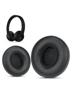 Almohadillas de Reemplazo para Auriculares Beats Solo 2 y 3 - Krone Kalpasmos - Cuero y Espuma Viscoelástica - Negro