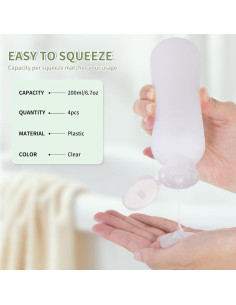 Botellas de viaje exprimibles Owlyee 200ml 4PCS a prueba de fugas 2