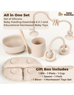 Set de Alimentación de Silicona 6 en 1 Baby Pastuzzo Beige 2