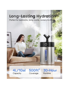 Humidificador Ultrasonido Feekaa Acero Inoxidable 4L Negro 2