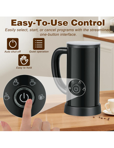 Espumador de Leche Eléctrico ATSENT 300ml 4-en-1 Negro