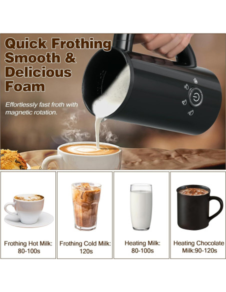 Espumador de Leche Eléctrico ATSENT 300ml 4-en-1 Negro