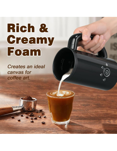 Espumador de Leche Eléctrico ATSENT 300ml 4-en-1 Negro