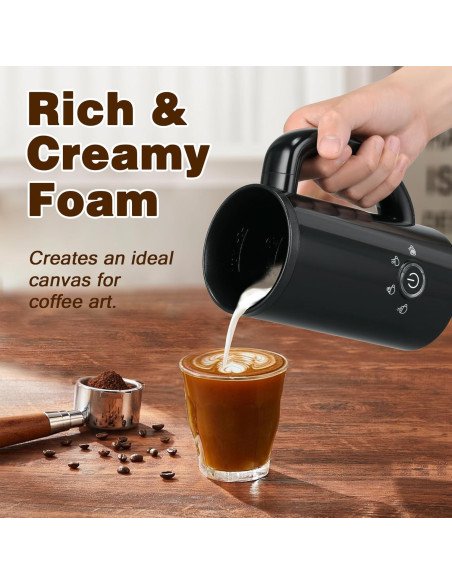 Espumador de Leche Eléctrico ATSENT 300ml 4-en-1 Negro