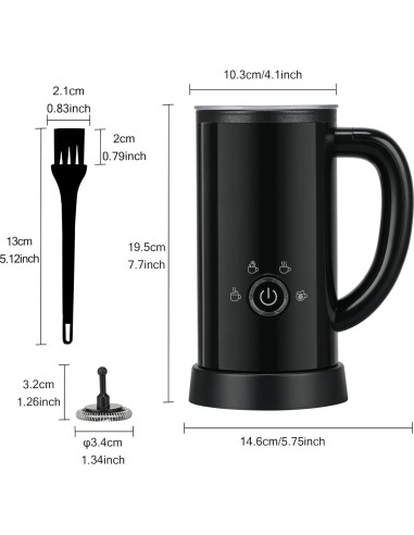 Espumador de Leche Eléctrico ATSENT 300ml 4-en-1 Negro