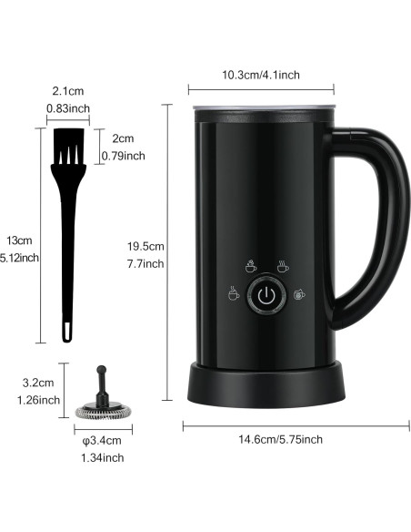 Espumador de Leche Eléctrico ATSENT 300ml 4-en-1 Negro