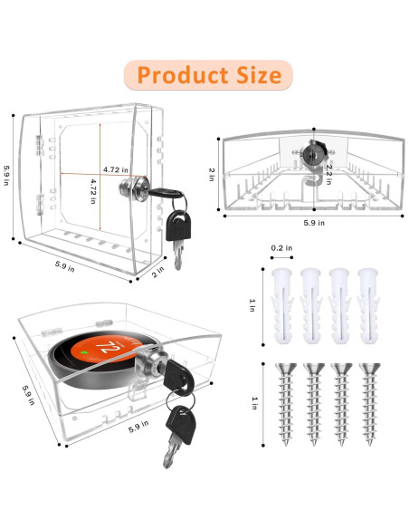 Caja de bloqueo para termostato PILISPARK con llave 12x12x5 cm