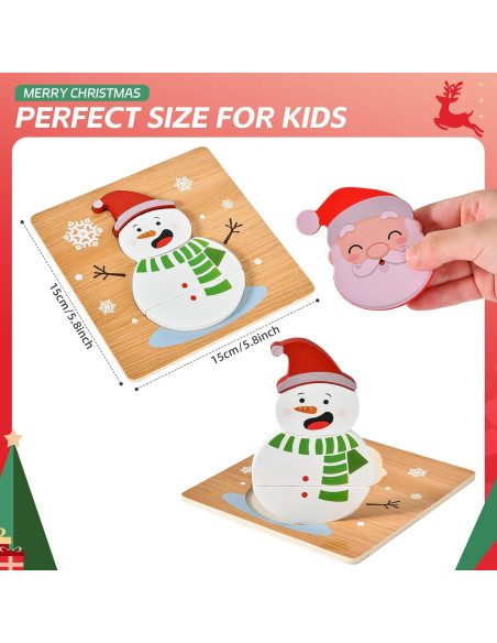 Paquete de 4 Rompecabezas de Madera Navidad YBSOP 14.7 cm