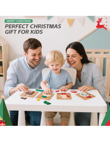 Paquete de 4 Rompecabezas de Madera Navidad YBSOP 14.7 cm