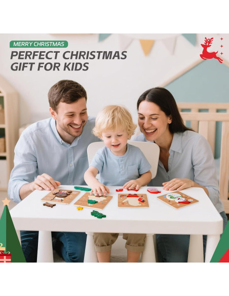 Paquete de 4 Rompecabezas de Madera Navidad YBSOP 14.7 cm