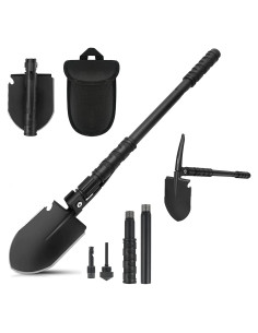 Pala de Camping Plegable FLYEGO 9 en 1, Acero Carbono, 63 cm