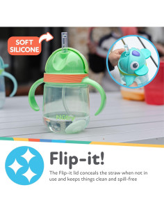 Taza Entrenadora Nuby Clik-It 240 ml Pajita 360 Dino 2