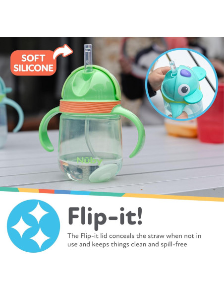 Taza Entrenadora Nuby Clik-It 240 ml Pajita 360 Dino